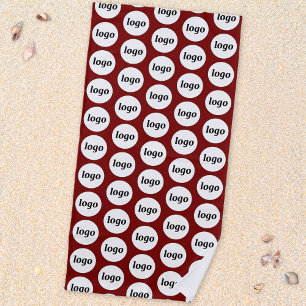 Simple Logo Pattern Business Promotional Burgundy Beach Towel