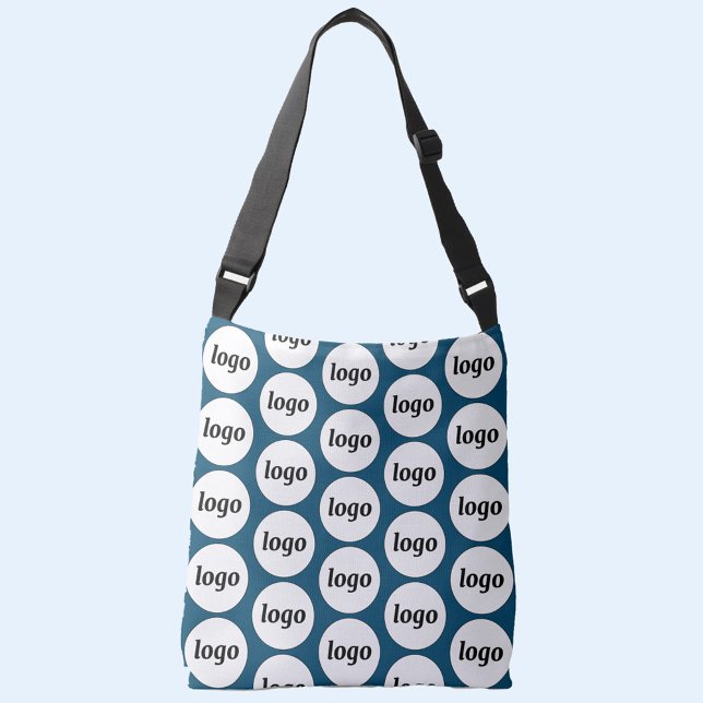 Simple Logo Pattern Business Teal Green Crossbody Bag (Simple logo pattern business branding promotional cross body bag)