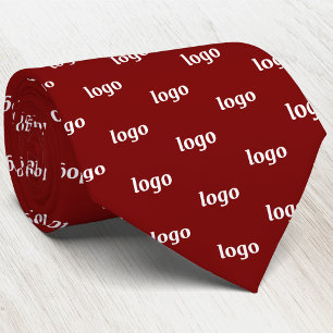 Simple Logo Pattern Dark Burgundy Red Business Tie