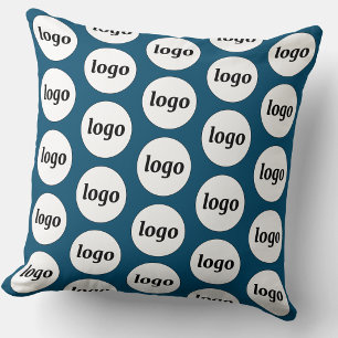 Simple Logo Pattern Teal Green Cushion