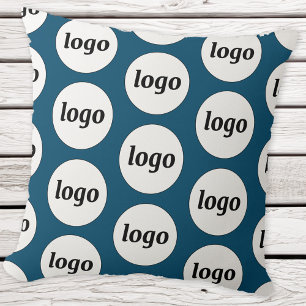 Simple Logo Pattern Teal Green Cushion