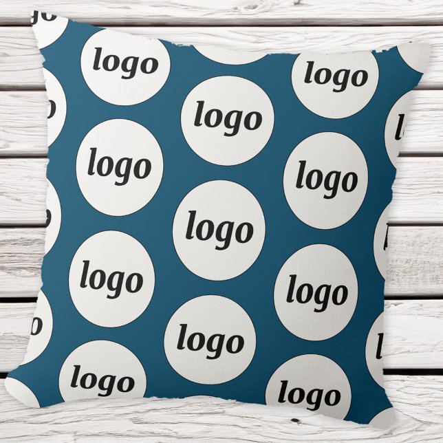 Simple Logo Pattern Teal Green Cushion (Simple logo pattern business branding promotional teal green throw pillow)