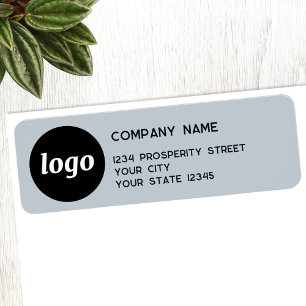 Simple Logo Powder Blue Company Return Address Label