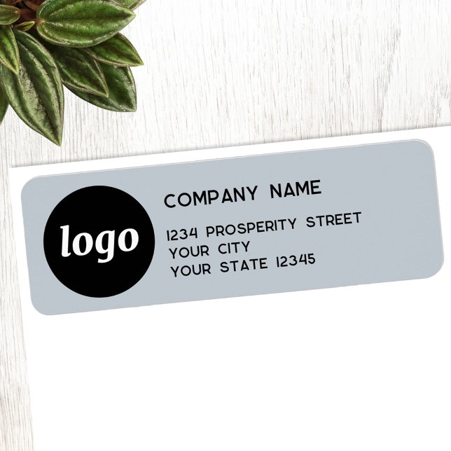 Simple Logo Powder Blue Company Return Address Label (Simple logo with text dusty powder blue business promotional return address label)