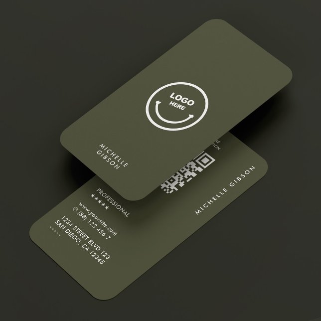 Simple Logo Professional Dark Green Army Modern  Business Card (Simple Logo Professional Dark Green Army Modern Business Card
)