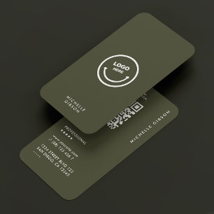 Simple Logo Professional Dark Green Army Modern Business Card