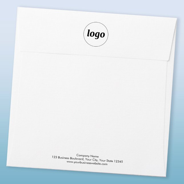 Simple Logo Professional Square Envelope (Simple logo with custom text business branding promotional return address square envelope)