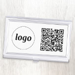 Simple Logo Promotional Business QR Code Business Card Holder<br><div class="desc">Simple logo and QR code to promote your business.  Replace the logo and QR code with your own to customise.  Minimalist and professional to reflect your brand.</div>