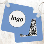 Simple Logo QR Code Blue Business Key Ring<br><div class="desc">Add your own logo and QR code to this striking minimalist professional design. Change the background colour in the Design Tool, or email squirrell@rocketmail.com for assistance with colour changes. Great for employee branding, or as a promotional product for your employees, clients and customers. Ideal for a trade show or corporate...</div>