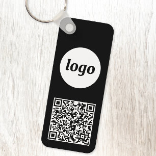 Simple Logo QR Code Business Black and White Key Ring