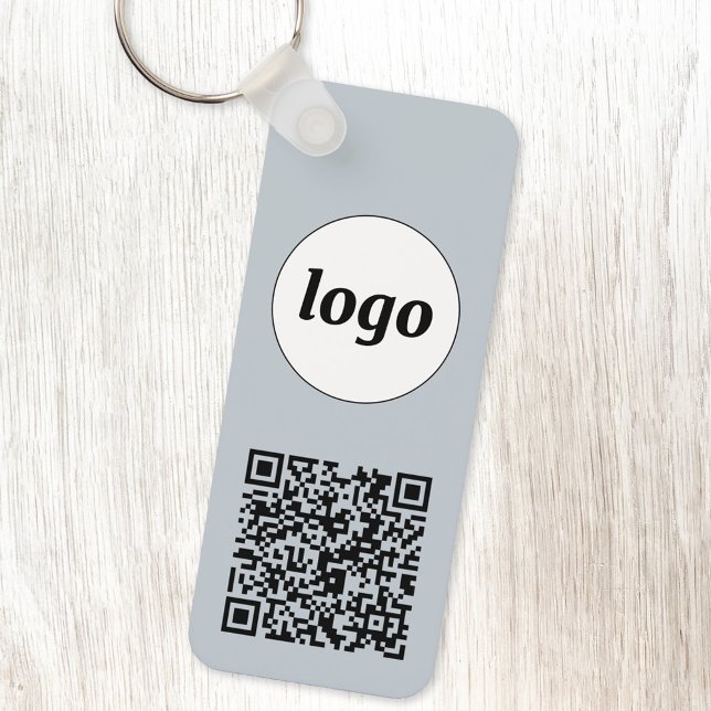 Simple Logo QR Code Business Blue Key Ring (Logo and QR code professional business promotional keychain)