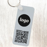Simple Logo QR Code Business Blue Key Ring<br><div class="desc">Add your own logo and QR code to this striking minimalist professional design.   Great for employee branding,  or as a promotional product for your employees,  clients and customers. Change the background colour in the Design Tool.</div>