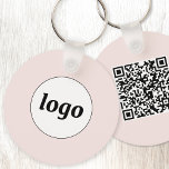 Simple Logo QR Code Business Blush Pink Key Ring<br><div class="desc">Add your own logo and QR code to this striking minimalist professional design.   Great for employee branding,  or as a promotional product for your employees,  clients and customers.</div>