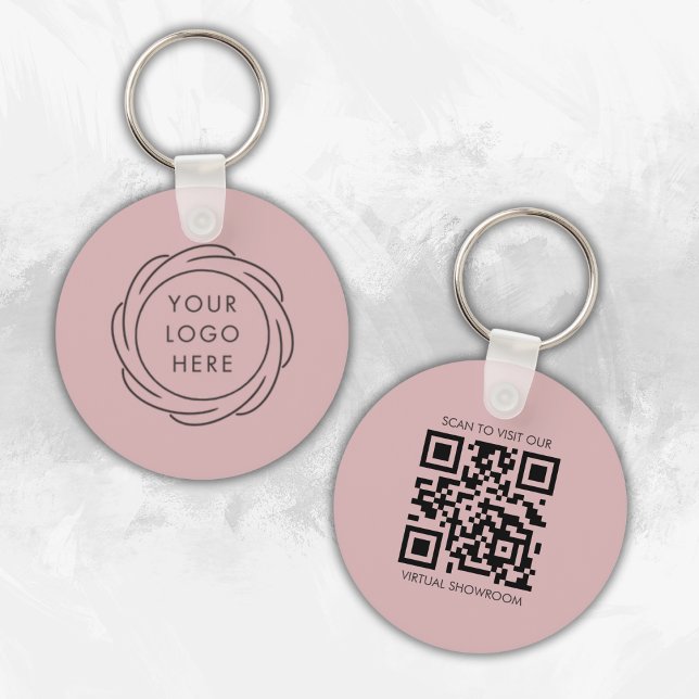 Simple Logo QR Code Business Branding Pink Key Ring (Creator Uploaded)