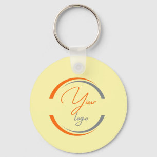Simple Logo QR Code Business Light Yellow Key Ring