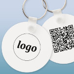 Simple Logo QR Code Business Promotional Key Ring<br><div class="desc">Add your own logo and QR code to this striking minimalist professional design.   Great for employee branding,  or as a promotional product for your employees,  clients and customers. Ideal for corporate events and trade show giveaway merch.</div>