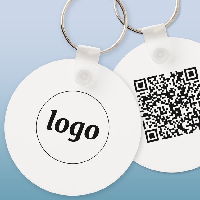 Simple Logo QR Code Business Promotional Key Ring (Simple logo with QR code business branding promotional keychain)