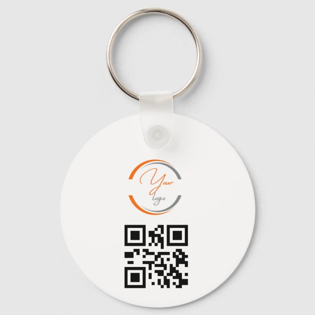 Simple Logo QR Code Business White Key Ring (Front)