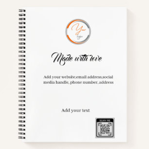 Simple Logo QR Code Business white Notebook