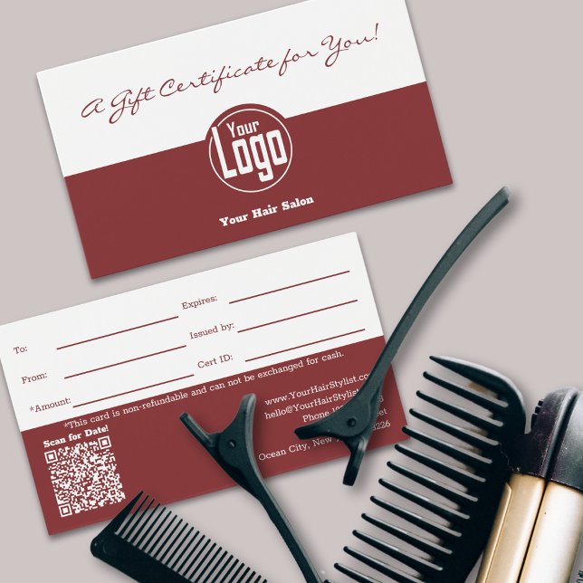Simple Logo QR Code Hairstylist Gift Certificate (Simple Logo QR Code Hairstylist Gift Certificate)