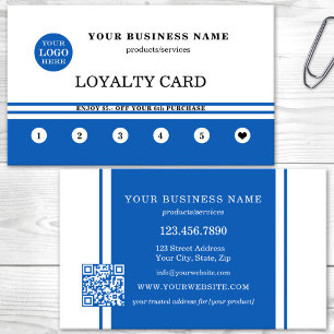 Simple Logo QR Code Navy Blue White Loyalty Card