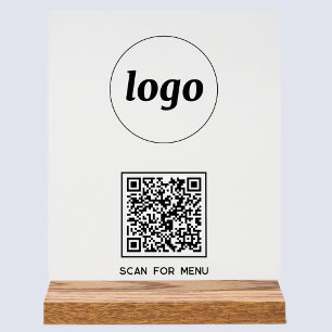 Simple Logo QR code Scan For Menu Business Acrylic Sign