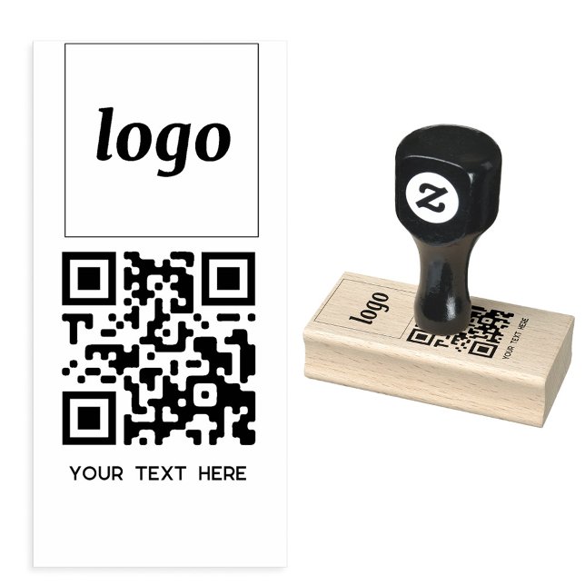 Simple Logo QR Code Text Business Promotional Rubber Stamp (Simple logo with QR code custom text business branding promotional rubber stamp)