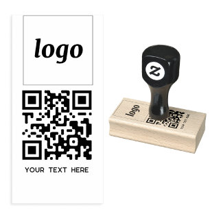Simple Logo QR Code Text Business Promotional Rubber Stamp