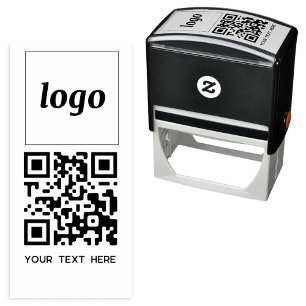 Simple Logo QR Code Text Business Promotional Self-inking Stamp