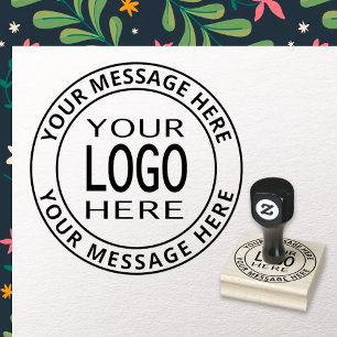 Simple Logo Replacement & Bold Customisable Text Rubber Stamp
