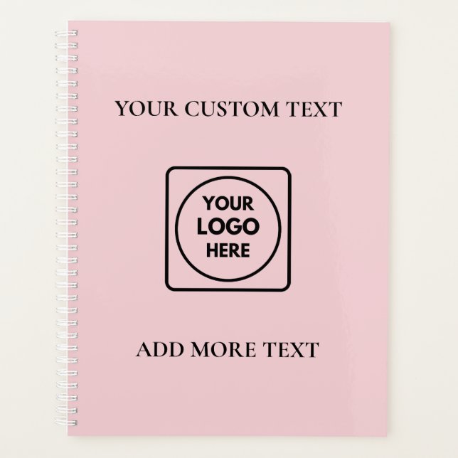 Simple Logo Text Blush Pink Branding Planner (Front)