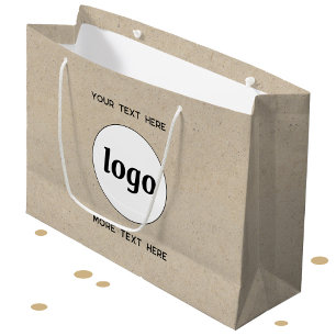 Simple Logo Text Business Branding Brown Paper Large Gift Bag