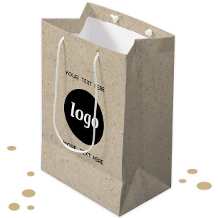 Simple Logo Text Business Branding Brown Paper Medium Gift Bag