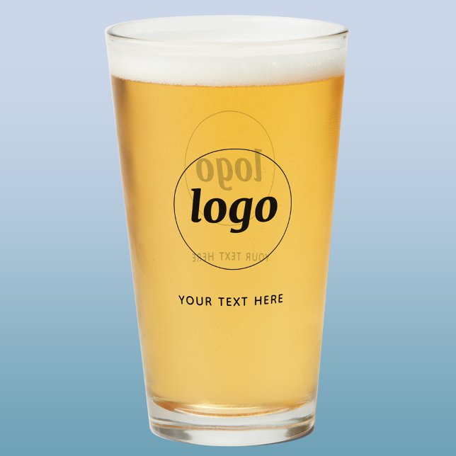 Simple Logo Text Business Promotional Beer Glass (Logo with text simple business branding promotional beer glass)