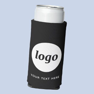 Simple Logo Text Business Promotional Black Seltzer Can Cooler