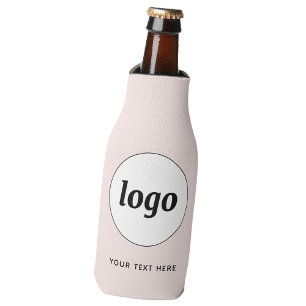Simple Logo Text Business Promotional Blush Pink Bottle Cooler