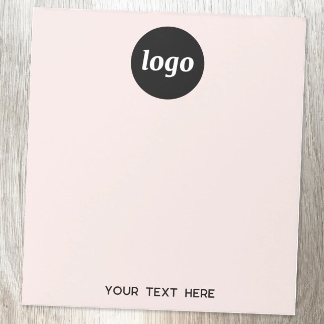 Simple Logo Text Business Promotional Blush Pink Notepad (Simple logo with custom text business branding promotional blush pink notepad)