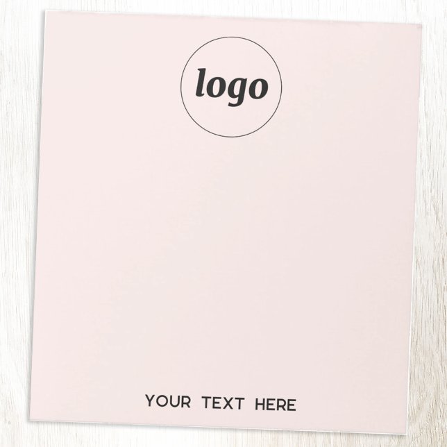 Simple Logo Text Business Promotional Blush Pink Notepad (Logo with custom text business promotional blush pink notepad)