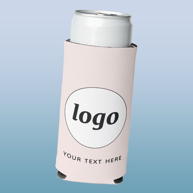 Simple Logo Text Business Promotional Blush Pink Seltzer Can Cooler (Simple logo with custom text business branding promotional seltzer can cooler in blush pink)