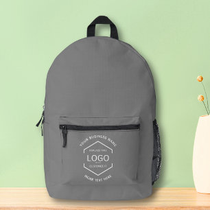 Simple Logo Text Business Promotional Grey Printed Backpack