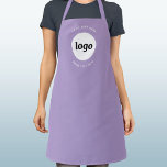 Simple Logo Text Business Promotional Lilac Apron<br><div class="desc">Add your own logo and choice of text to this pastel lilac business design.  Remove the top or lower text if you prefer.  Minimalist and professional.  Great for employee uniform branding,  or as a promotional product for your clients and customers.</div>