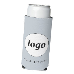 Simple Logo Text Business Promotional Powder Blue Seltzer Can Cooler