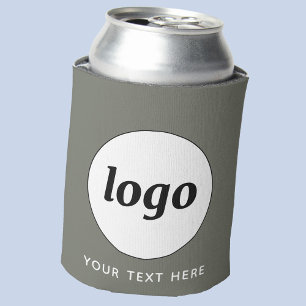 Simple Logo Text Business Promotional Sage Green Can Cooler