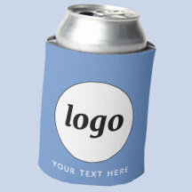 Simple Logo Text Business Promotional Sky Blue Can Cooler