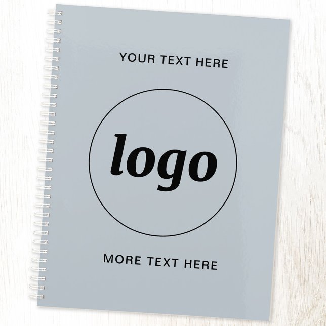 Simple Logo Text Powder Blue Planner (Pastel dusty powder blue logo with custom text business promotional planner)
