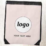 Simple Logo Text Promotional Business Blush Pink Drawstring Bag<br><div class="desc">Add your own logo and choice of text to this design.  Remove the text if you prefer.  Minimalist and professional.  Great for a promotional product for your clients and customers. For other versions,  see the collection.</div>