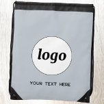 Simple Logo Text Promotional Business Powder Blue Drawstring Bag<br><div class="desc">Add your own logo and choice of text to this design.  Remove the text if you prefer.  Minimalist and professional.  Great for a promotional product for your clients and customers. For other versions,  see the collection.</div>