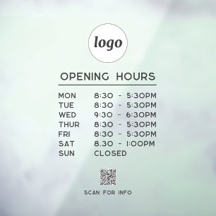 Simple Logo Text QR Code Business Opening Hours