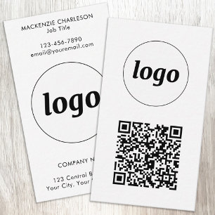Simple Logo Text QR Code Vertical Format Business Card