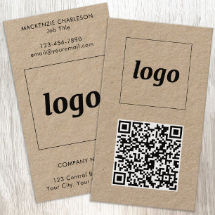 Simple Logo Text QR Code Vertical Format Business Card
